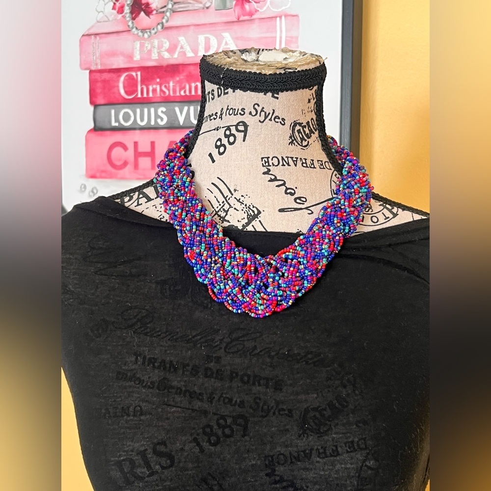 Handwoven Multicolor Seed Bead Necklace - Women Jewelry 19 long